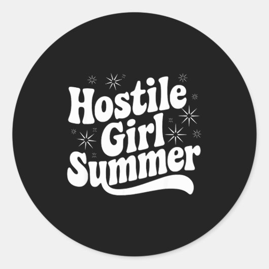 Sarcastic Quote Retro Saying Hostile Girl Summer B ラウンドシール (正面)