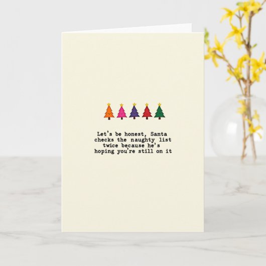 Sarcastic Santa Naughty List Funny Christmas Card カード (黄色い花)