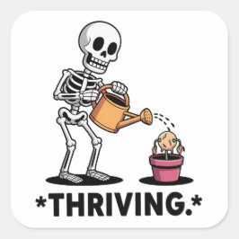Sarcastic Skeleton Design'Thriving' スクエアシール