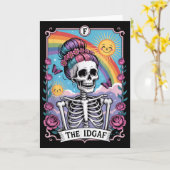 Sarcastic Skeleton The Idgaf Funny Tarot Card Goth カード (黄色い花)