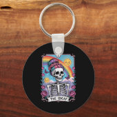 Sarcastic Skeleton The Idgaf Funny Tarot Card Goth キーホルダー (正面)