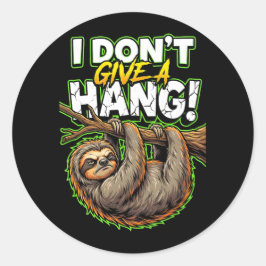 Sarcastic Sloth I Don’t Give a Hang Funny Meme ラウンドシール