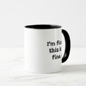 Sarcastic "This is Fine" Meme with Fire Emoji マグカップ (正面右)