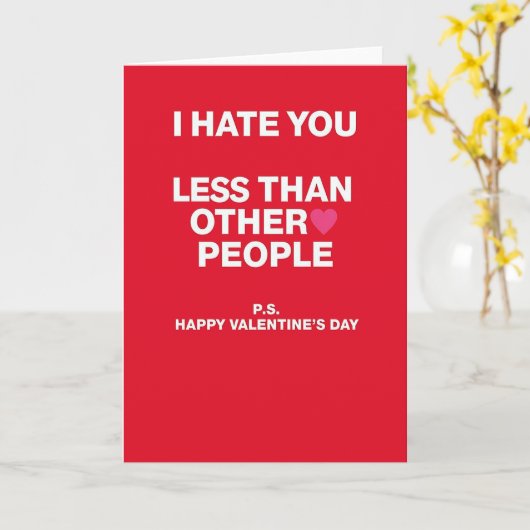 Sarcastic Valentines I Hate You Card カード (黄色い花)