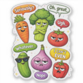 Sarcastic Vegetable Custom-Cut Vinyl Sticker シール (正面)