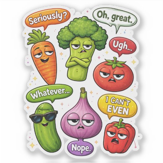 Sarcastic Vegetable Custom-Cut Vinyl Sticker シール (正面)