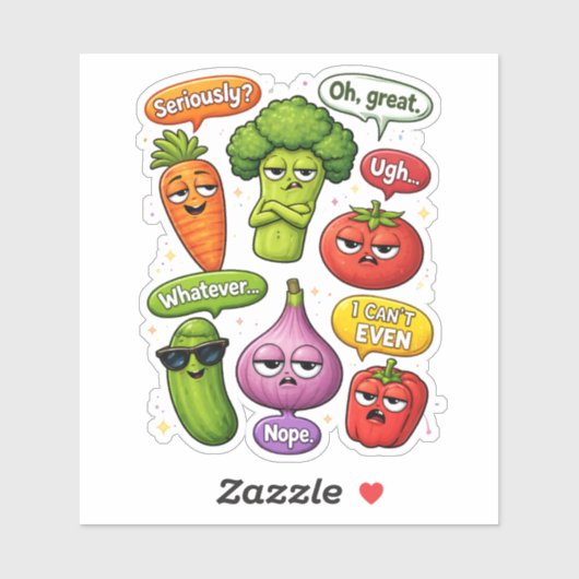 Sarcastic Vegetable Custom-Cut Vinyl Sticker シール (シート)