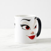 Sarcastic Women Face with Red Lips モーフィングマグカップ (正面右)