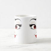 Sarcastic Women Face with Red Lips モーフィングマグカップ (中央)