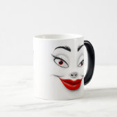 Sarcastic Women Face with Red Lips モーフィングマグカップ (正面右)
