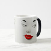 Sarcastic Women Face with Red Lips モーフィングマグカップ (正面右)