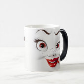 Sarcastic Women Face with Red Lips モーフィングマグカップ (正面右)