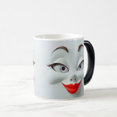 Sarcastic Women Face with Red Lips モーフィングマグカップ (正面右)