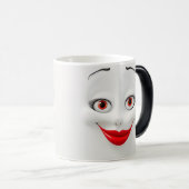 Sarcastic Women Face with Red Lips モーフィングマグカップ (正面右)