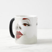 Sarcastic Women Face with Red Lips モーフィングマグカップ (正面左)