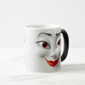 Sarcastic Women Face with Red Lips モーフィングマグカップ (正面右)