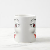 Sarcastic Women Face with Red Lips モーフィングマグカップ (中央)