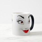 Sarcastic Women Face with Red Lips モーフィングマグカップ (正面右)