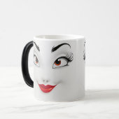 Sarcastic Women Face with Red Lips モーフィングマグカップ (正面左)