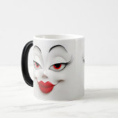 Sarcastic Women Face with Red Lips モーフィングマグカップ (正面左)