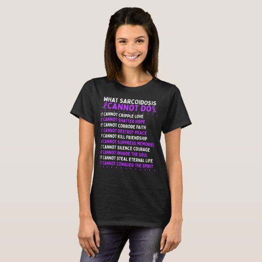 Sarcoidosis Awareness Fighter Warrior Ribbon Tシャツ (正面フル)