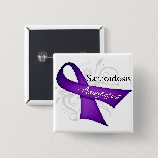 Sarcoidosis Awareness Ribbon 缶バッジ (正面&裏面)