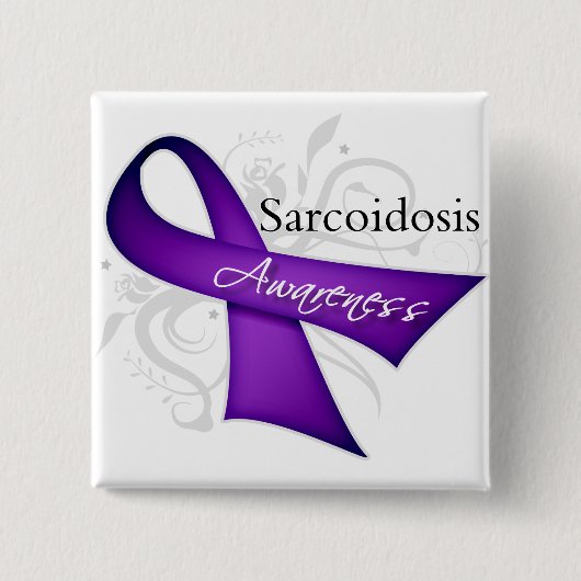 Sarcoidosis Awareness Ribbon 缶バッジ (正面)