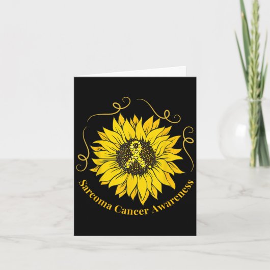 Sarcoma Cancer Awareness Sunflower Yellow Ribbon S カード (正面)
