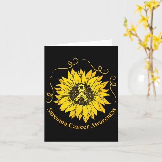 Sarcoma Cancer Awareness Sunflower Yellow Ribbon S カード (黄色い花)