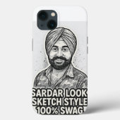 Sardar Sketch Swag iPhone 13 Case – Black & White Case-Mate iPhoneケース (裏面)