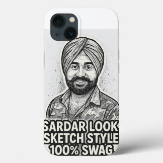 Sardar Sketch Swag iPhone 13 Case – Black & White  iPhone 13ケース