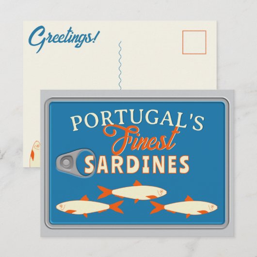 Sardines Greetings Custom Portugal Tinned Fish ポストカード (正面/裏面)