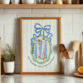 Sardines in a Plate in Blue Bow Kitchen Poster ポスター