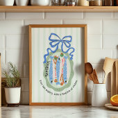 Sardines in a Plate in Green Bow Kitchen Poster ポスター