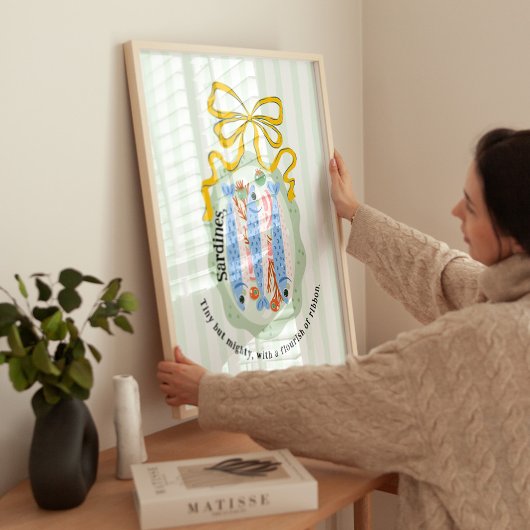 Sardines in a Plate in Red Bow Kitchen Poster ポスター