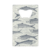 Sardines in Motion in navy and ivory クレジットカード栓抜き (裏面)