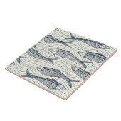 Sardines in Motion in navy and ivory タイル (側面)