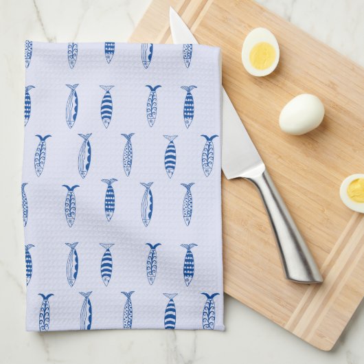 Sardines Pattern キッチンタオル (四つ折り)