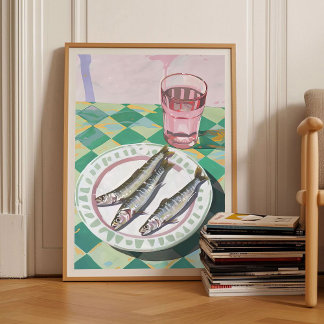 Sardines Print Sardine Tin Vintage Poster Retro  ポスター