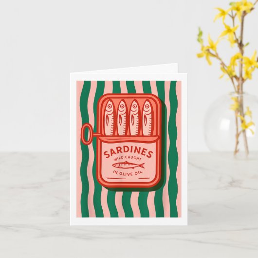 Sardines Tinned Fish Retro Graphic Summer For Men  カード (黄色い花)