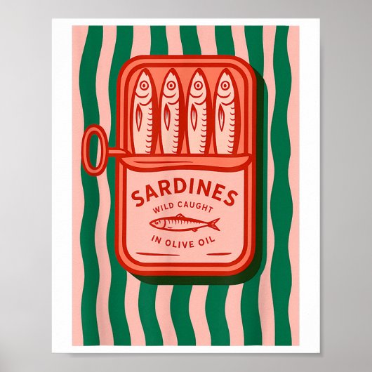 Sardines Tinned Fish Retro Graphic Summer For Men  ポスター (正面)