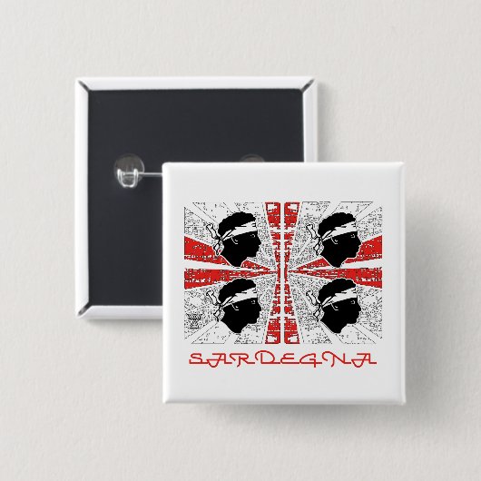 Sardinia flag - Grunge - badge 缶バッジ (正面&裏面)