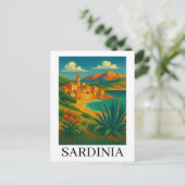 Sardinia Italy Vintage Travel Art ポストカード (スタンド正面)