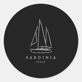 Sardinia Italy Yacht Club Souvenir Europe Boats Fa ラウンドシール
