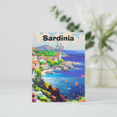 Sardinia Poster Italy Souvenir Sea Decoration  ポストカード (スタンド正面)