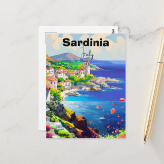 Sardinia Poster Italy Souvenir Sea Decoration  ポストカード