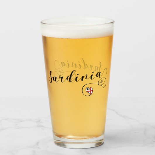 Sardinian旗のハート、サルジニア タンブラーグラス (ドリンク正面)