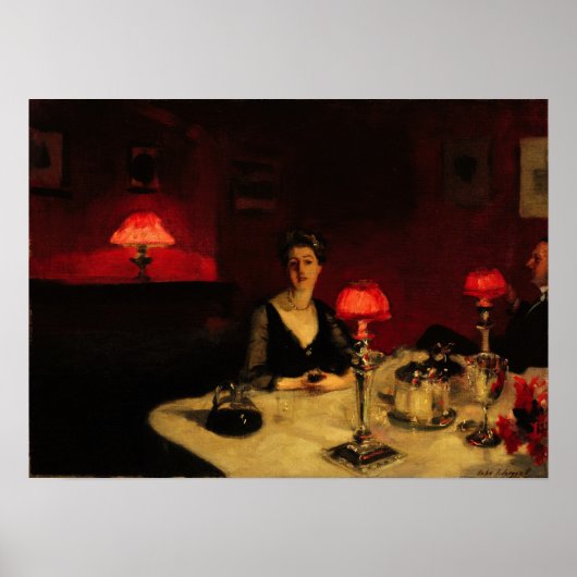 Sargent - Le Verre De Porto、ディナーテーブルAt Night ポスター (正面)