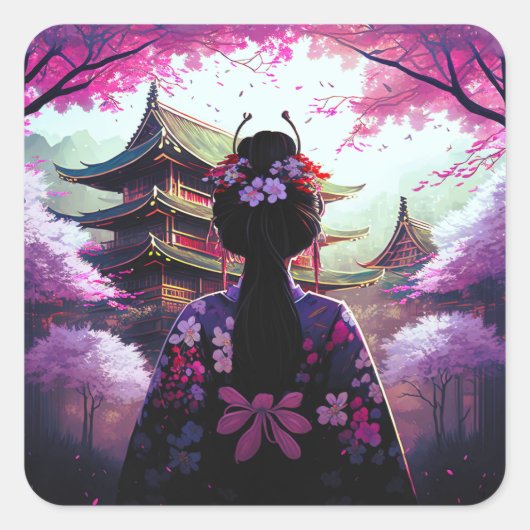 Sari Kirschblüten - Aufkleber スクエアシール (正面)