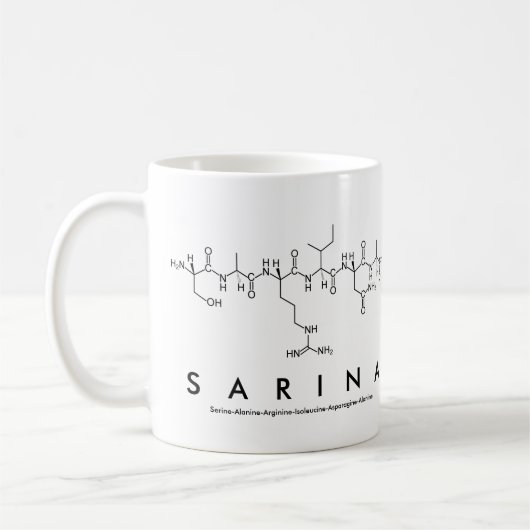 Sarinaペプチド名mug コーヒーマグカップ (左)